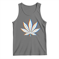 Cannabis Leaf Glitch Effect Graphic Tank Top Retro RGB Distortion Weed and Stoner Lifestyle