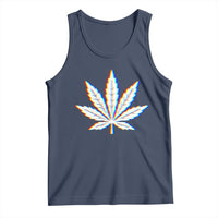 Cannabis Leaf Glitch Effect Graphic Tank Top Retro RGB Distortion Weed and Stoner Lifestyle