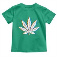 Cannabis Leaf Glitch Effect Graphic Toddler T Shirt Retro RGB Distortion Weed and Stoner Lifestyle