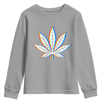 Cannabis Leaf Glitch Effect Graphic Youth Sweatshirt Retro RGB Distortion Weed and Stoner Lifestyle
