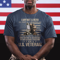 American Veteran T Shirt I Am Not A Hero Not A Legend US Flag Soldier Combat Boots And Dog Tags - Wonder Print Shop