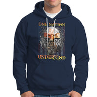 American Patriotic Hoodie One Nation Under God Christian Cross Bald Eagle - Wonder Print Shop