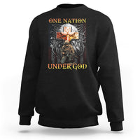 American Patriotic Sweatshirt One Nation Under God Christian Cross Bald Eagle - Wonder Print Shop