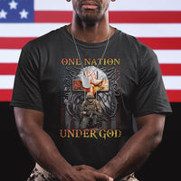 American Patriotic T Shirt One Nation Under God Christian Cross Bald Eagle - Wonder Print Shop