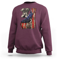 US Pride Sweatshirt American Flag With Combat Boots And Dog Tags - Wonder Print Shop