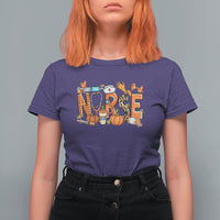 Fall Nurse T Shirt For Women One Thankful Nurse Life Autumn Pumpkin Season Thanksgiving - Wonder Print Shop