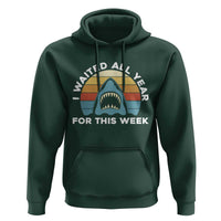 Funny Shark Lover Week Retro Hoodie I Waited All Year For This Week Ocean Wildlife - Wonder Print Shop