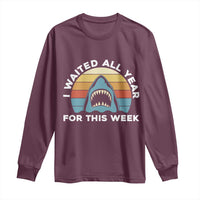 Funny Shark Lover Week Retro Long Sleeve Shirt I Waited All Year For This Week Ocean Wildlife - Wonder Print Shop