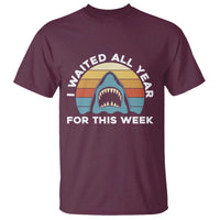 Funny Shark Lover Week Retro T Shirt I Waited All Year For This Week Ocean Wildlife - Wonder Print Shop