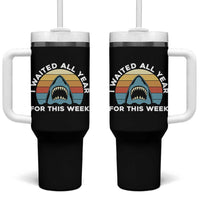 Funny Shark Lover Week Retro Tumbler With Handle I Waited All Year For This Week Ocean Wildlife - Wonder Print Shop