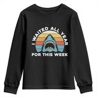 Funny Shark Lover Week Retro Youth Sweatshirt I Waited All Year For This Week Ocean Wildlife - Wonder Print Shop