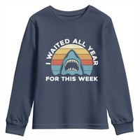 Funny Shark Lover Week Retro Youth Sweatshirt I Waited All Year For This Week Ocean Wildlife - Wonder Print Shop