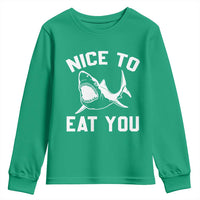 Funny Shark Lover Youth Sweatshirt Nice To Eat You - Wonder Print Shop