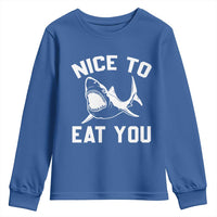 Funny Shark Lover Youth Sweatshirt Nice To Eat You - Wonder Print Shop
