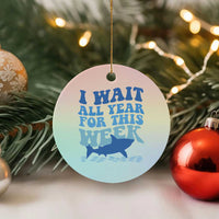 Funny Shark Lover Week Ceramic Ornament I Wait All Year For This Week Ocean - Wonder Print Shop