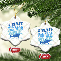 Funny Shark Lover Week Ceramic Ornament I Wait All Year For This Week Ocean - Wonder Print Shop