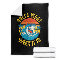 Funny Shark Lover Week Throw Blanket Guess What Week It Is Ocean Wildlife Retro Sunset - Wonder Print Shop