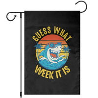 Funny Shark Lover Week Garden Flag Guess What Week It Is Ocean Wildlife Retro Sunset - Wonder Print Shop