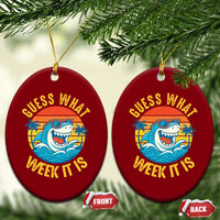 Funny Shark Lover Week Ceramic Ornament Guess What Week It Is Ocean Wildlife Retro Sunset - Wonder Print Shop