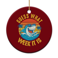 Funny Shark Lover Week Ceramic Ornament Guess What Week It Is Ocean Wildlife Retro Sunset - Wonder Print Shop