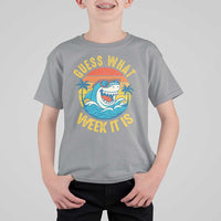 Funny Shark Lover Week T Shirt For Kid Guess What Week It Is Ocean Wildlife Retro Sunset - Wonder Print Shop