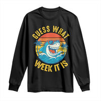Funny Shark Lover Week Long Sleeve Shirt Guess What Week It Is Ocean Wildlife Retro Sunset - Wonder Print Shop
