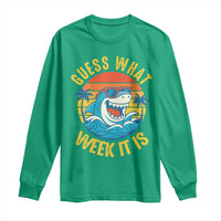 Funny Shark Lover Week Long Sleeve Shirt Guess What Week It Is Ocean Wildlife Retro Sunset - Wonder Print Shop