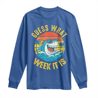 Funny Shark Lover Week Long Sleeve Shirt Guess What Week It Is Ocean Wildlife Retro Sunset - Wonder Print Shop