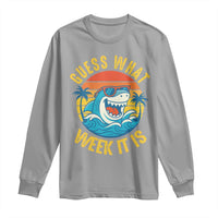 Funny Shark Lover Week Long Sleeve Shirt Guess What Week It Is Ocean Wildlife Retro Sunset - Wonder Print Shop