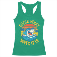 Funny Shark Lover Week Racerback Tank Top Guess What Week It Is Ocean Wildlife Retro Sunset - Wonder Print Shop