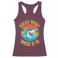 Funny Shark Lover Week Racerback Tank Top Guess What Week It Is Ocean Wildlife Retro Sunset - Wonder Print Shop