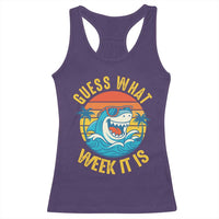 Funny Shark Lover Week Racerback Tank Top Guess What Week It Is Ocean Wildlife Retro Sunset - Wonder Print Shop
