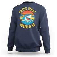 Funny Shark Lover Week Sweatshirt Guess What Week It Is Ocean Wildlife Retro Sunset - Wonder Print Shop