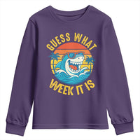 Funny Shark Lover Week Youth Sweatshirt Guess What Week It Is Ocean Wildlife Retro Sunset - Wonder Print Shop