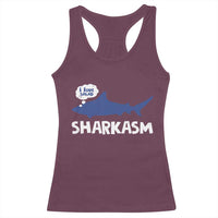 Funny Shark Sarcasm Racerback Tank Top Shark Sharkasm Marine Biology Vintage - Wonder Print Shop