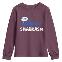 Funny Shark Sarcasm Youth Sweatshirt Shark Sharkasm Marine Biology Vintage - Wonder Print Shop
