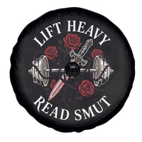 Lift Heavy Read Smut Funny Bookish Fitness Spare Tire Cover Vintage Gothic Dagger Roses Weightlifting Spicy Romance Book Lover