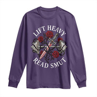 Lift Heavy Read Smut Funny Bookish Fitness Long Sleeve Shirt Vintage Gothic Dagger Roses Weightlifting Spicy Romance Book Lover
