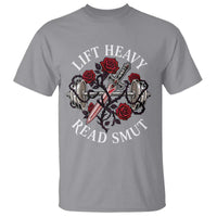 Lift Heavy Read Smut Funny Bookish Fitness T Shirt Vintage Gothic Dagger Roses Weightlifting Spicy Romance Book Lover