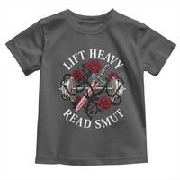 Lift Heavy Read Smut Funny Bookish Fitness Toddler T Shirt Vintage Gothic Dagger Roses Weightlifting Spicy Romance Book Lover