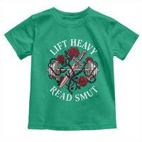 Lift Heavy Read Smut Funny Bookish Fitness Toddler T Shirt Vintage Gothic Dagger Roses Weightlifting Spicy Romance Book Lover