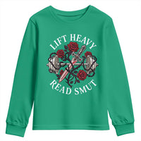 Lift Heavy Read Smut Funny Bookish Fitness Youth Sweatshirt Vintage Gothic Dagger Roses Weightlifting Spicy Romance Book Lover