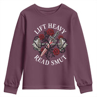 Lift Heavy Read Smut Funny Bookish Fitness Youth Sweatshirt Vintage Gothic Dagger Roses Weightlifting Spicy Romance Book Lover