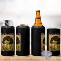 Funny Frog Bob Haircut Rage Consumes Me 4 in 1 Can Cooler Tumbler Renaissance Painting Meme