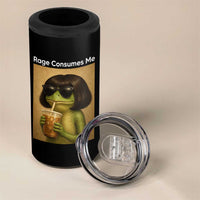 Funny Frog Bob Haircut Rage Consumes Me 4 in 1 Can Cooler Tumbler Renaissance Painting Meme