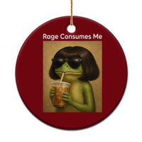 Funny Frog Bob Haircut Rage Consumes Me Ceramic Ornament Renaissance Painting Meme
