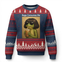 Funny Frog Bob Haircut Rage Consumes Me Ugly Christmas Sweater Renaissance Painting Meme