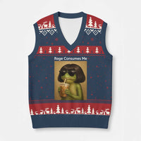 Funny Frog Bob Haircut Rage Consumes Me V-Neck Knit Sweater Vest Renaissance Painting Meme