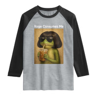 Funny Frog Bob Haircut Rage Consumes Me Raglan Shirt Renaissance Painting Meme
