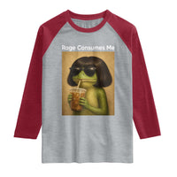 Funny Frog Bob Haircut Rage Consumes Me Raglan Shirt Renaissance Painting Meme
